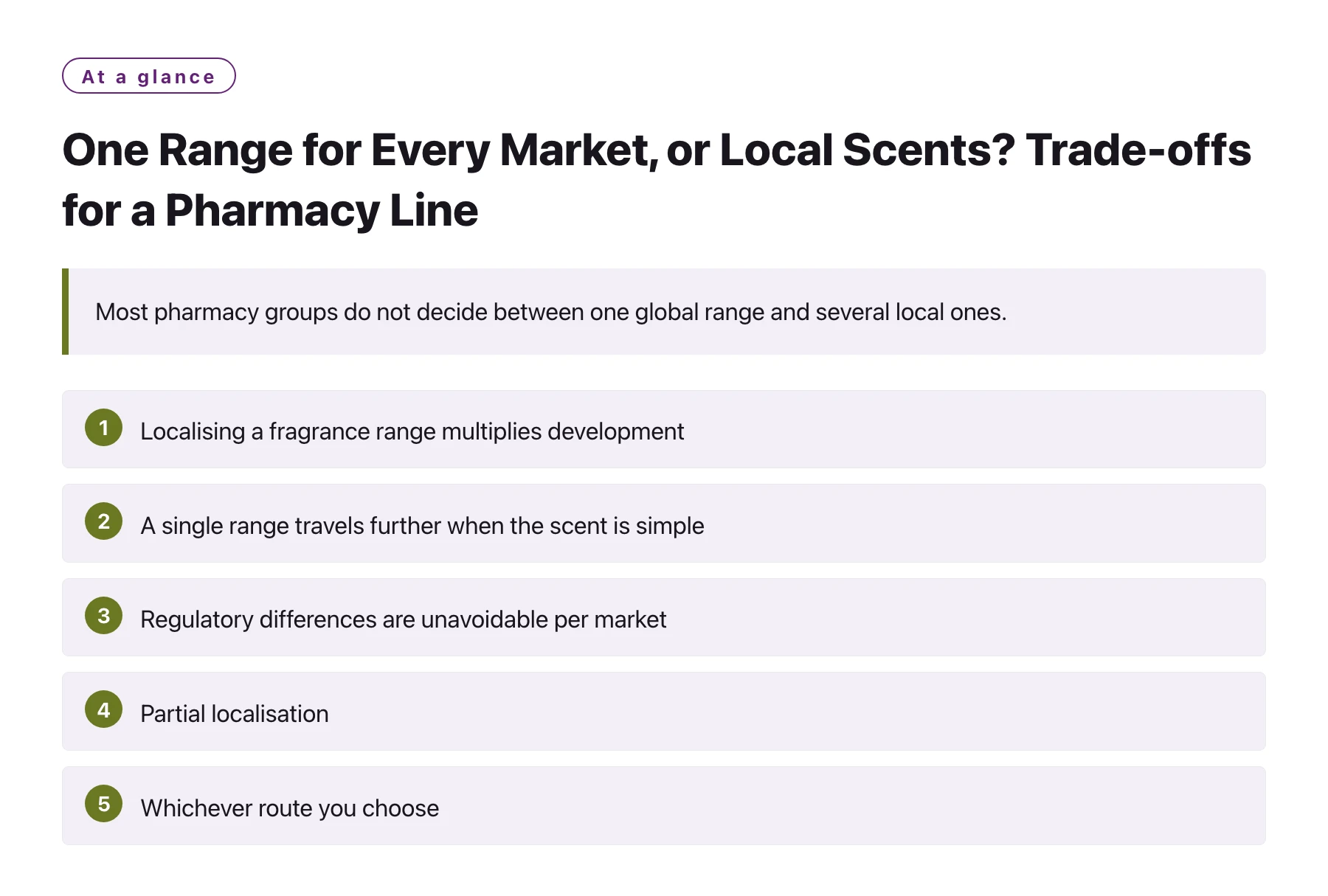 One Range for Every Market, or Local Scents? Trade-offs for a Pharmacy Line——全文要点速览