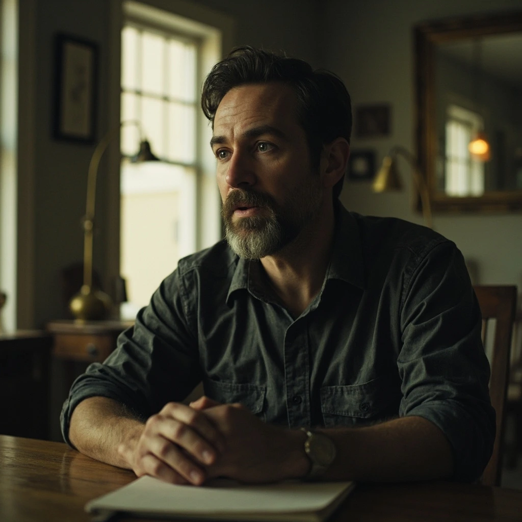 Brand film still featuring a founder in a quiet interview